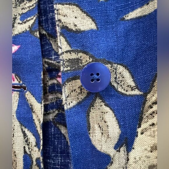 Chico’s size 1 gorgeous pink & blue floral linen jacket - Picture 2 of 7